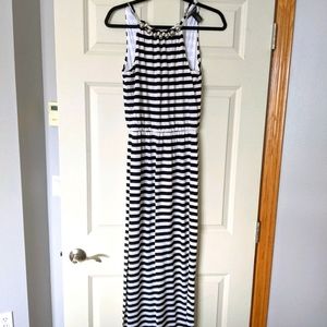 WHBM Striped long, sleeveless maxi dress